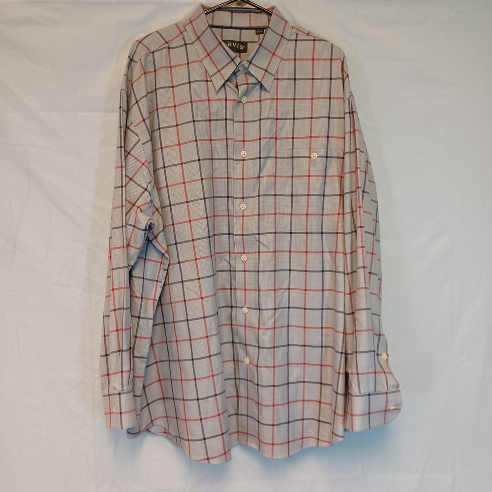 Orvis Shirt Mens 2XL Button Down‎ Plaid Long Sleeve